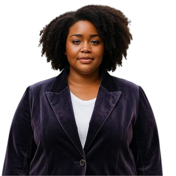 Lane Bryant Purple Velvet Blazer w/ Notched Lapel Classic Slouchy Comfortable 24 - Picture 7 of 13